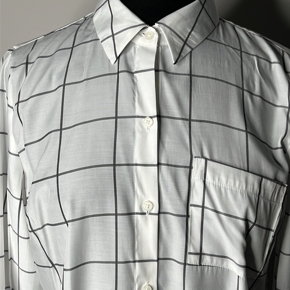 APT 9 Women’s Plaid Window Pane Black White Button Front Shirt Size M - Picture 4 of 7